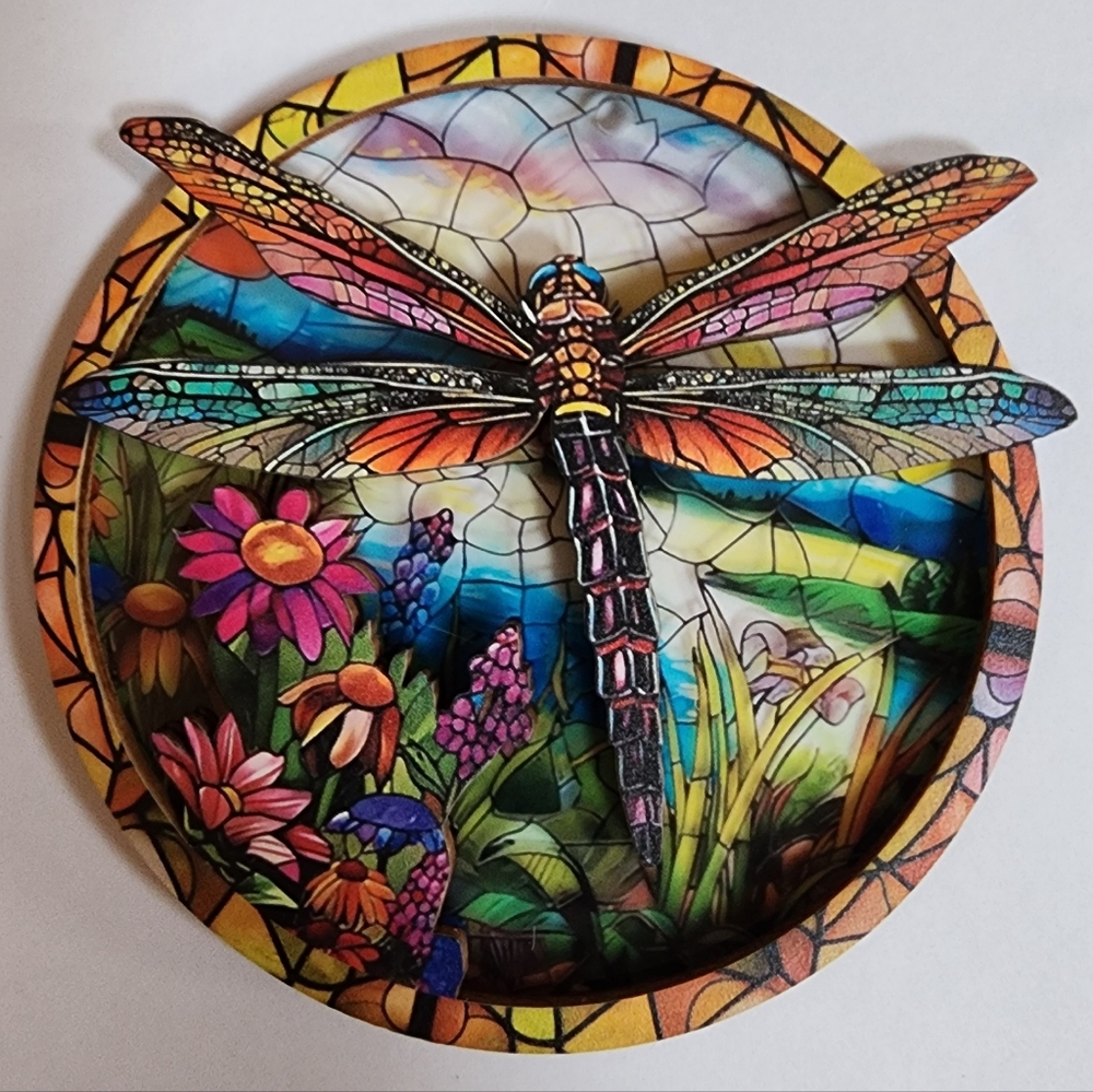 Dragonfly Dual Layer Wood And Acrylic Ornament